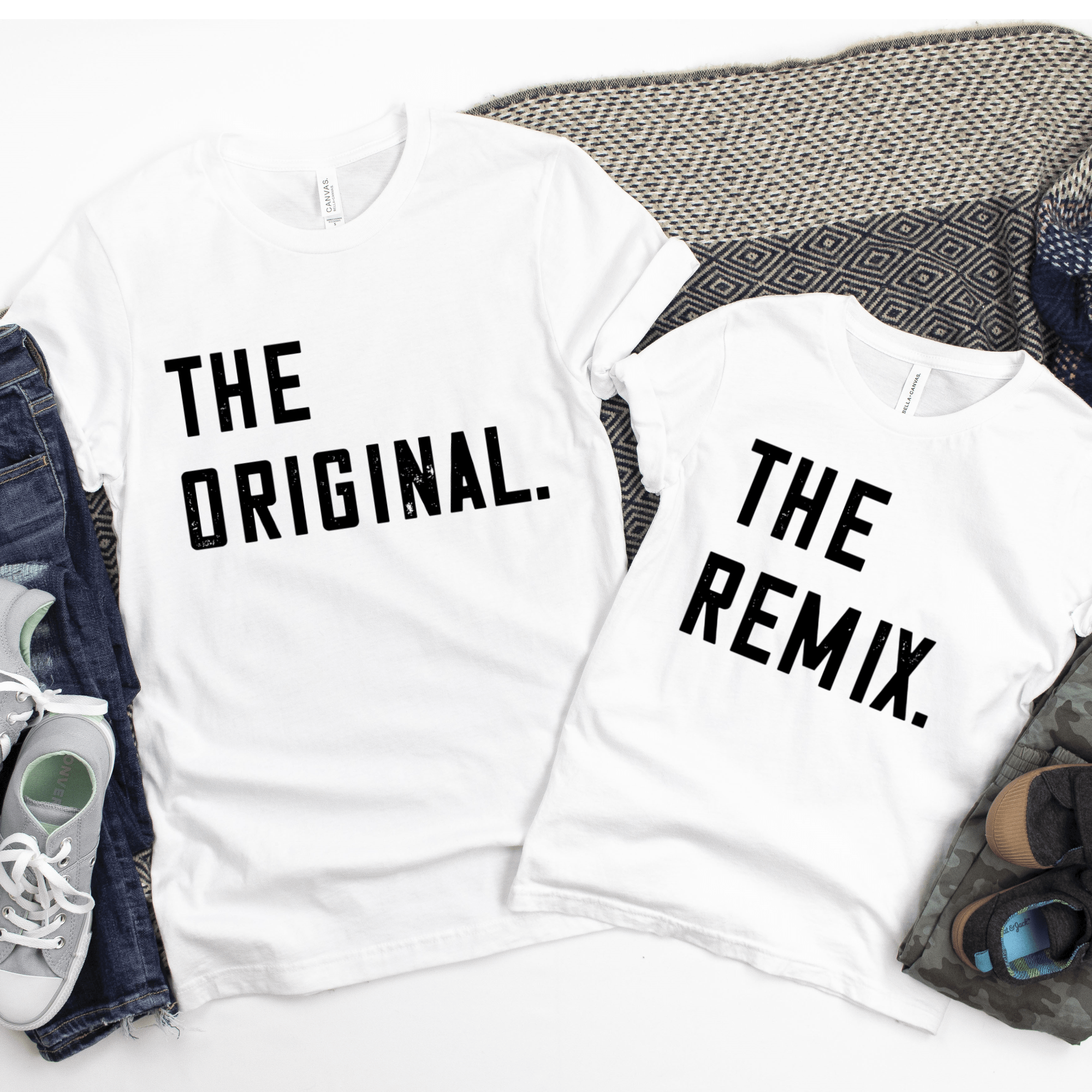 Vater Sohn Partnerlook T-Shirt Set - The Original The Remix - JUNALOO